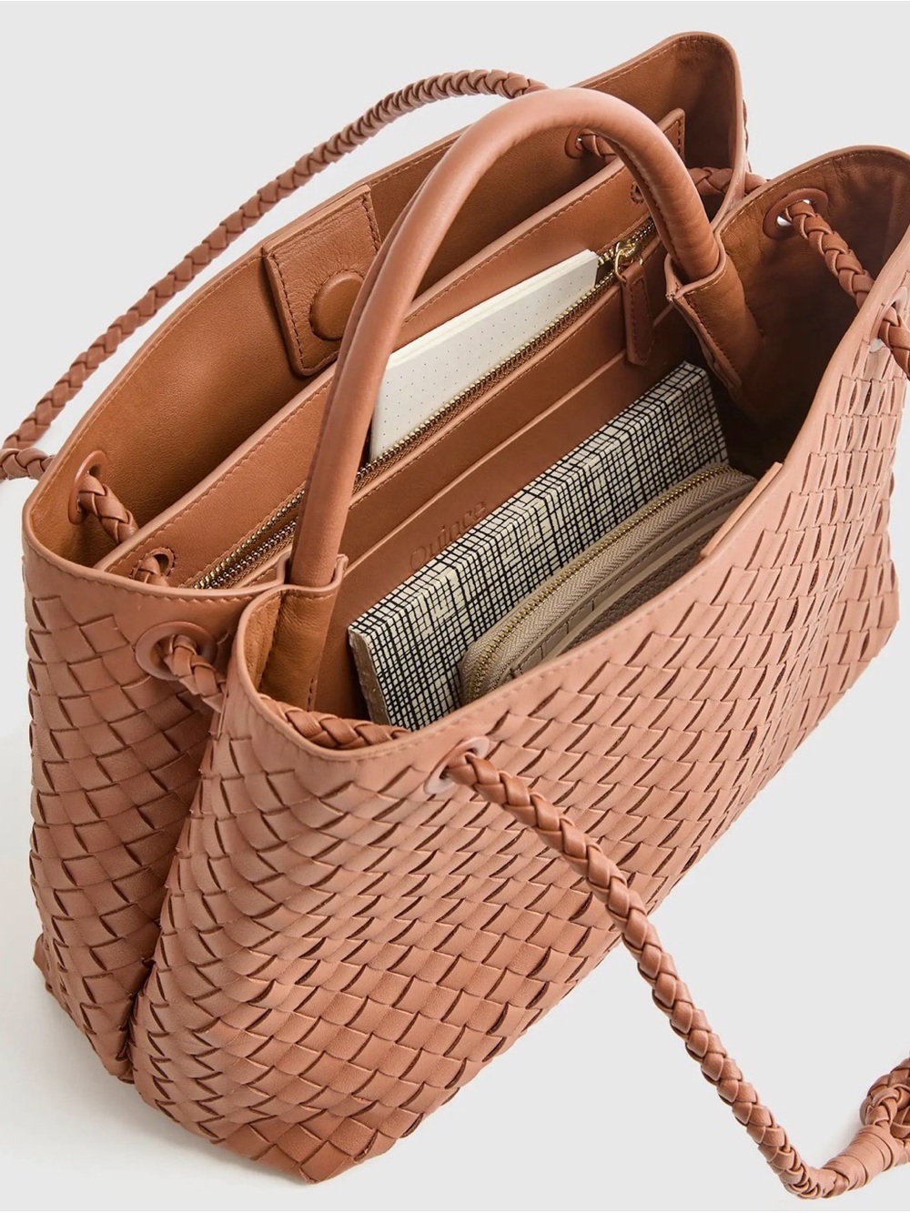 Quince Braided Tote in Dusty Rose Brown - Picture 9 of 9
